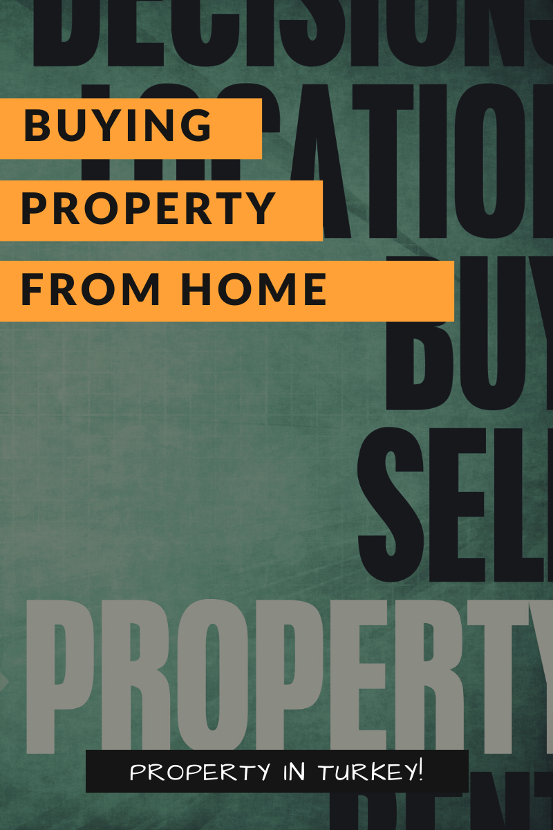 Blog banner for Alitnkum estate agent: Text reads Buying property from home. Property in Turkey
