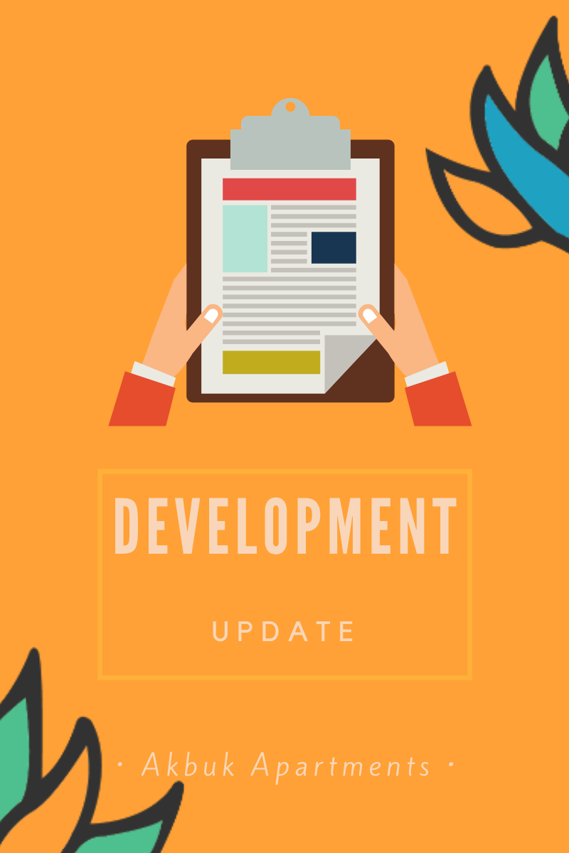 blog banner. Text overlay reads: Development Update. Akbuk Apartments