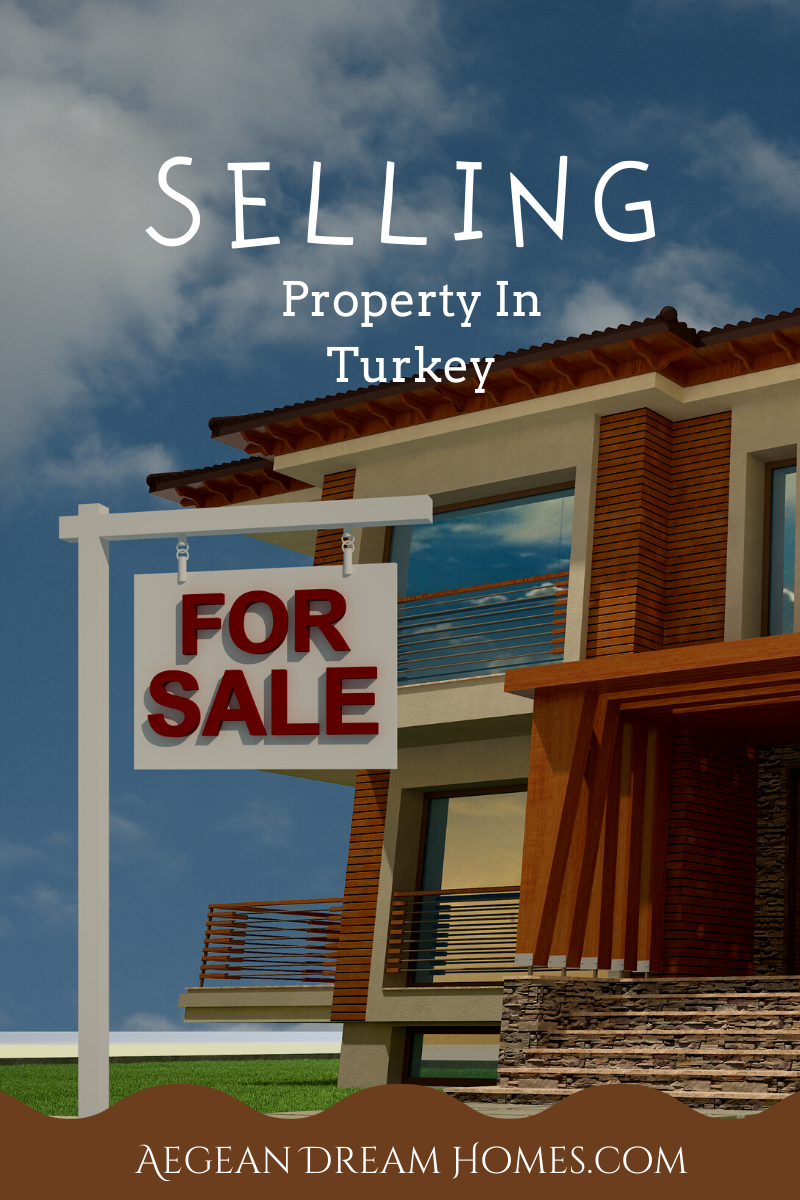 Villa for sale picture: Text overlay reads Selling Property In Turkey. Aegean Dream Homes.com